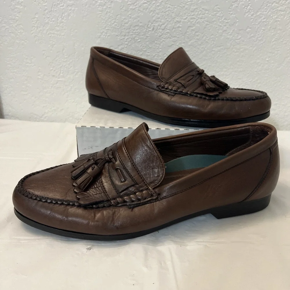Florsheim Mens 9.5 3E EEE Dk Brown Double Tasseled Leather Loafers 70167 Kiltie